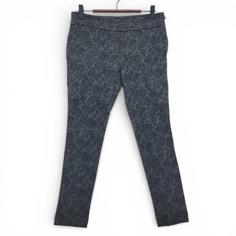 Ann Taylor Petite‎ 6P Women Skinny Ankle Pants Floral Stretch Gray